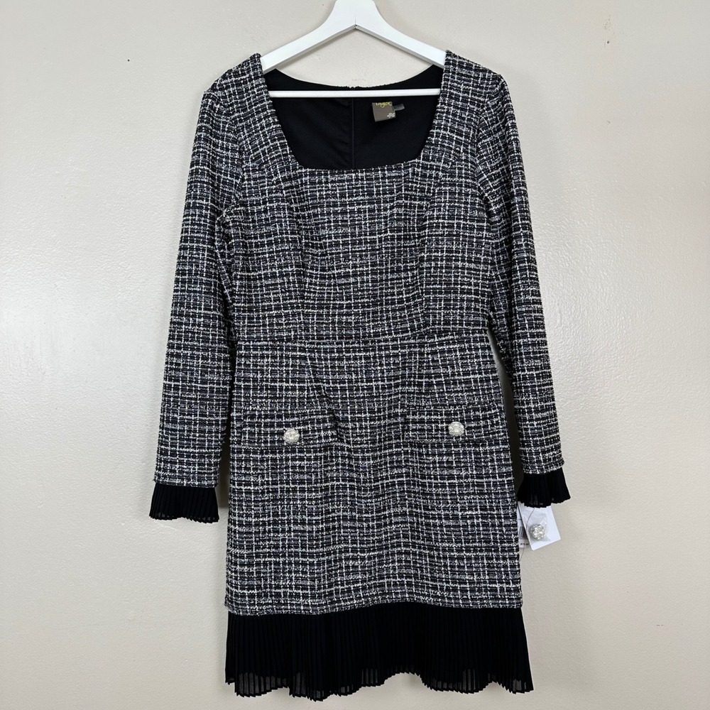 Taylor Black and White Tweed Mini Dress